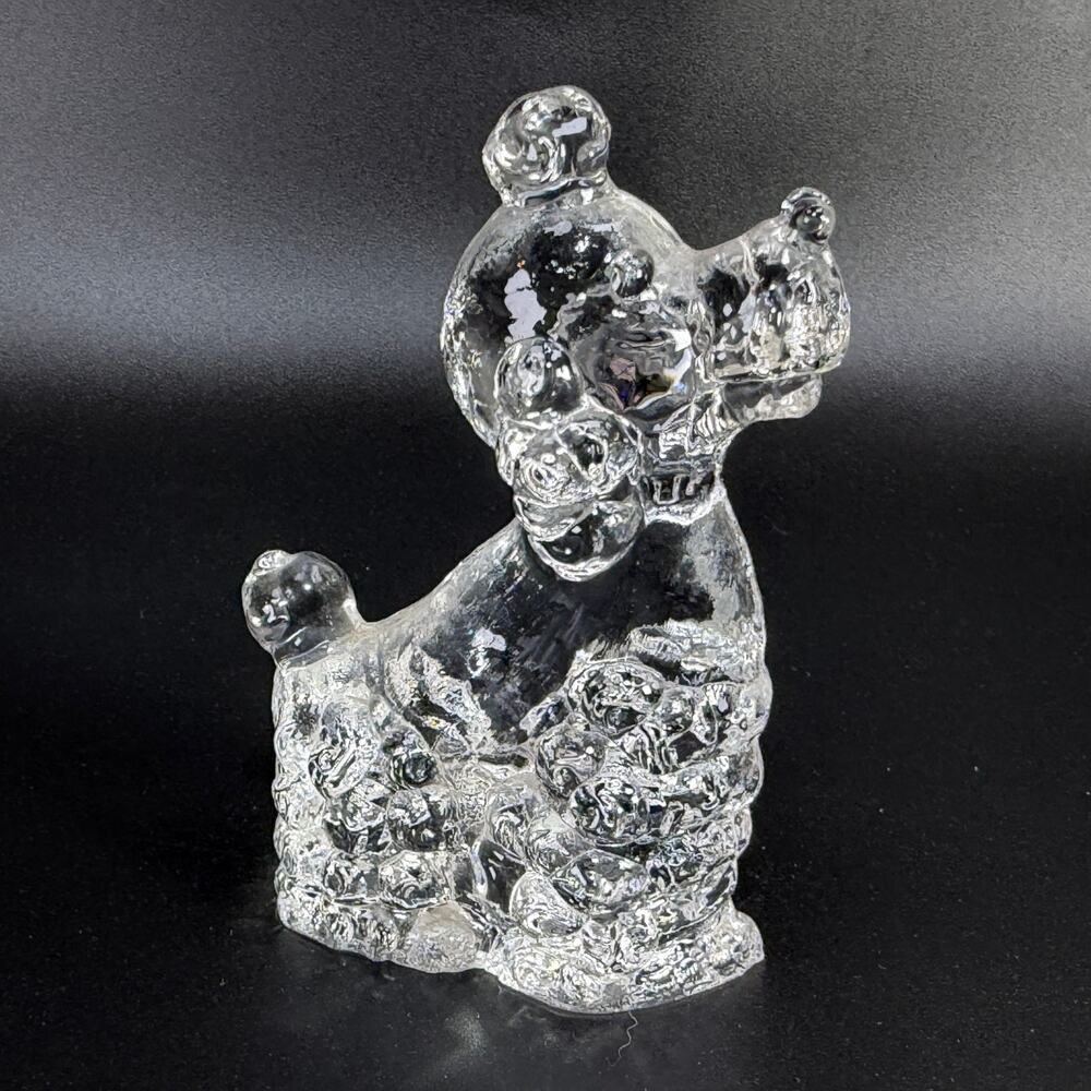 Vintage Standard Toy Fancy Poodle Dog Glass Paperweight Figurine 4"